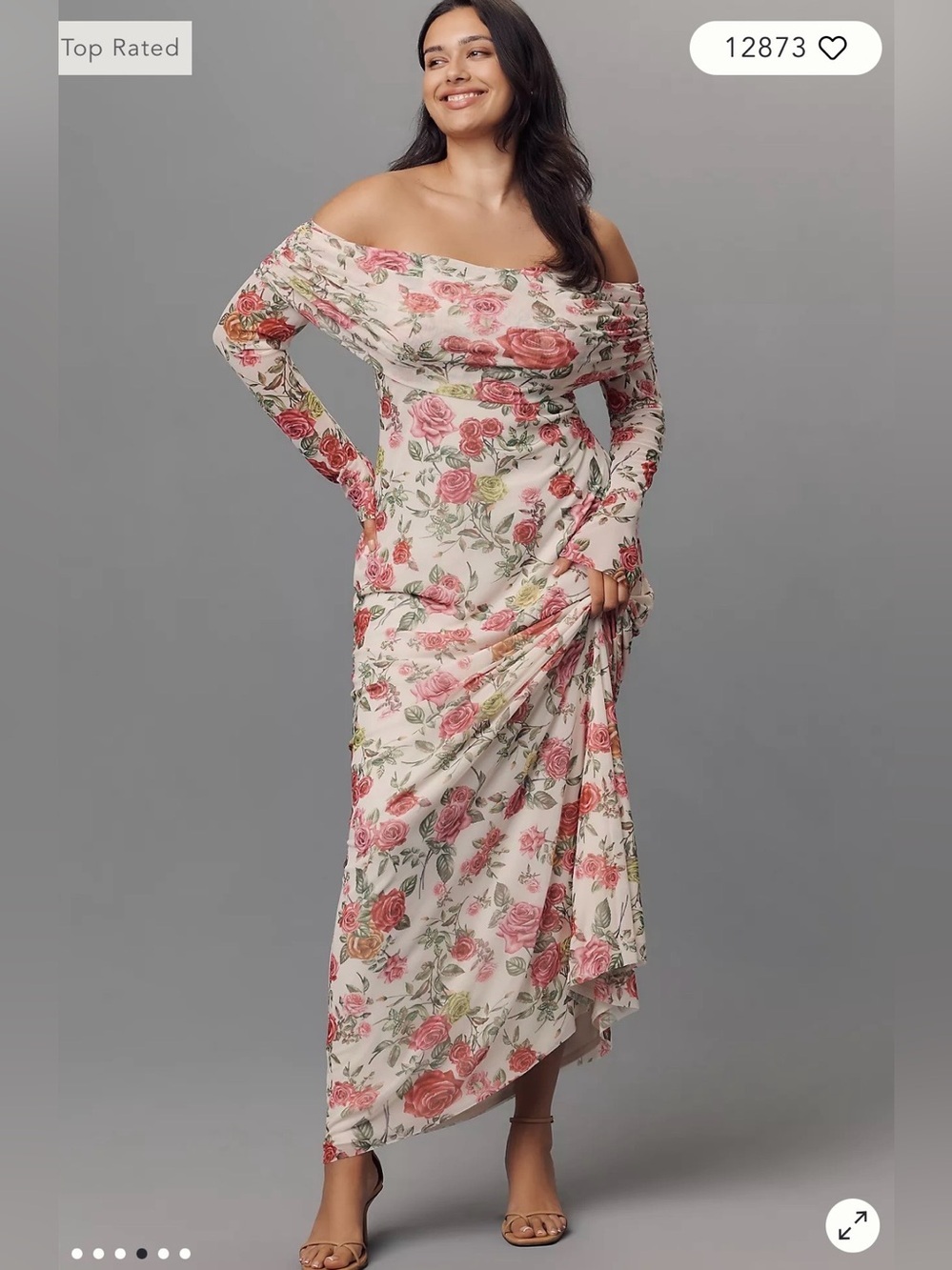 AFRM x Anthropologie Long-Sleeve Off-The-Shoulder Mesh XXXL Dress 3X Plus Size